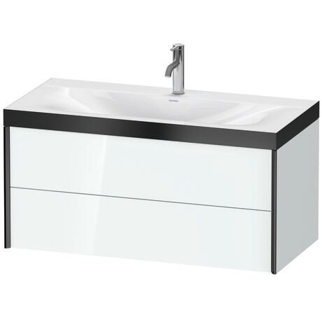 Duravit Xviu 39" x 20" x 19" Two Drawer C-Bonded Wall-Mount Vanity Kit With One Tap Hole, White (XV4616OB285P)