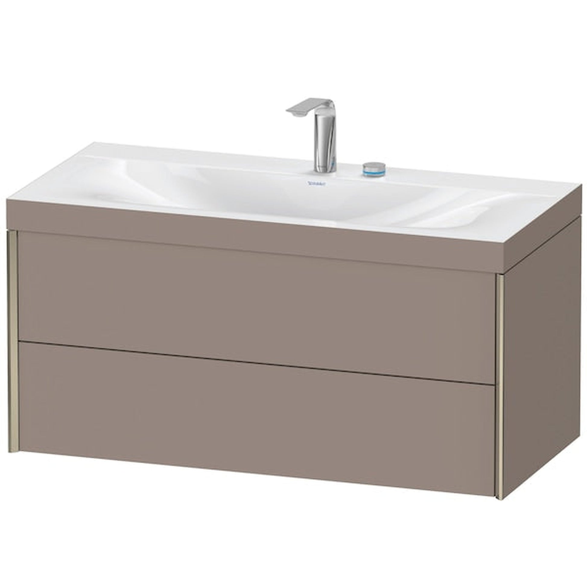 Duravit Xviu 39" x 20" x 19" Two Drawer C-Bonded Wall-Mount Vanity Kit With Two Tap Holes, Basalt (XV4616EB143C)