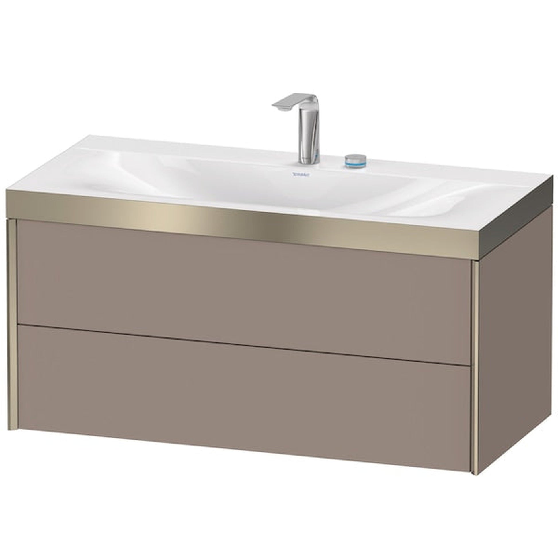 Duravit Xviu 39" x 20" x 19" Two Drawer C-Bonded Wall-Mount Vanity Kit With Two Tap Holes, Basalt (XV4616EB143P)