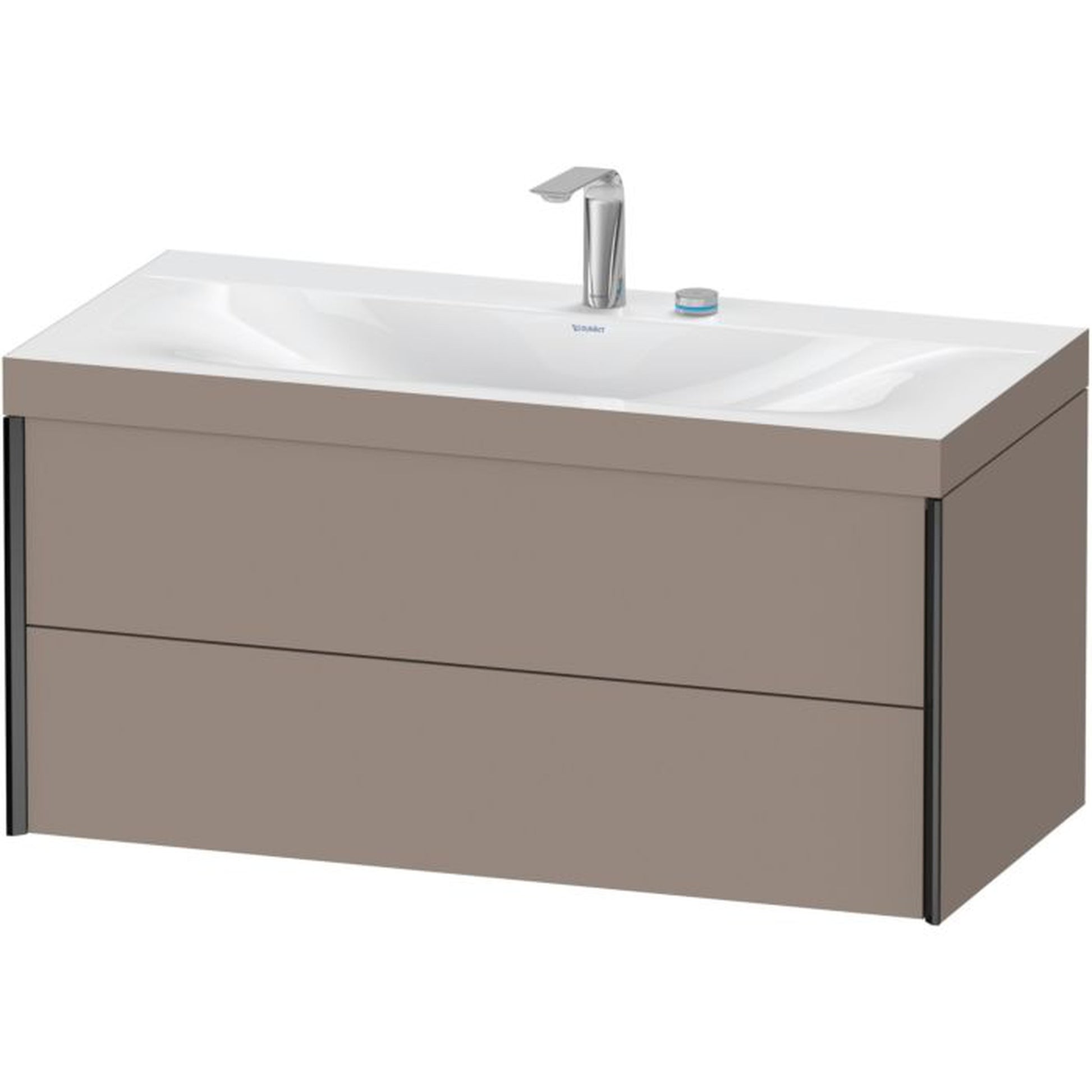 Duravit Xviu 39" x 20" x 19" Two Drawer C-Bonded Wall-Mount Vanity Kit With Two Tap Holes, Basalt (XV4616EB243C)