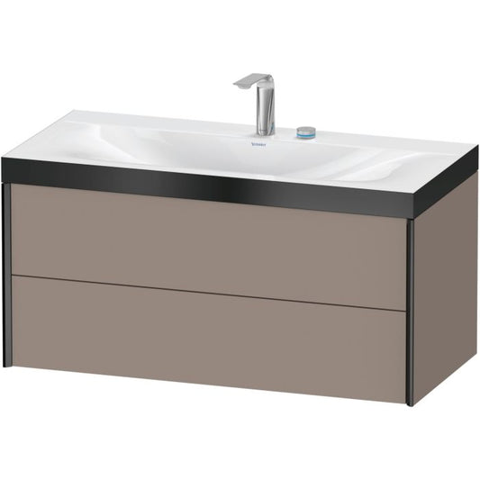 Duravit Xviu 39" x 20" x 19" Two Drawer C-Bonded Wall-Mount Vanity Kit With Two Tap Holes, Basalt (XV4616EB243P)