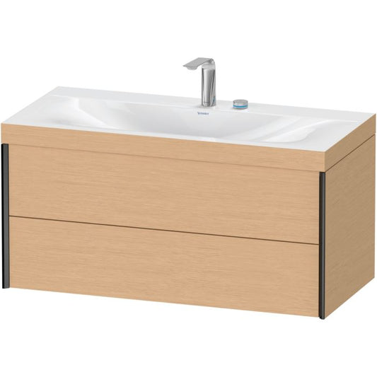 Duravit Xviu 39" x 20" x 19" Two Drawer C-Bonded Wall-Mount Vanity Kit With Two Tap Holes, Brushed Oak (XV4616EB212C)