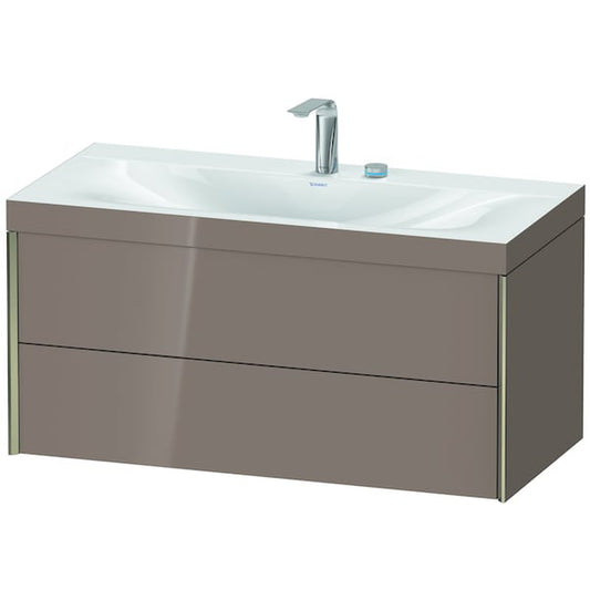 Duravit Xviu 39" x 20" x 19" Two Drawer C-Bonded Wall-Mount Vanity Kit With Two Tap Holes, Cappuccino (XV4616EB186C)