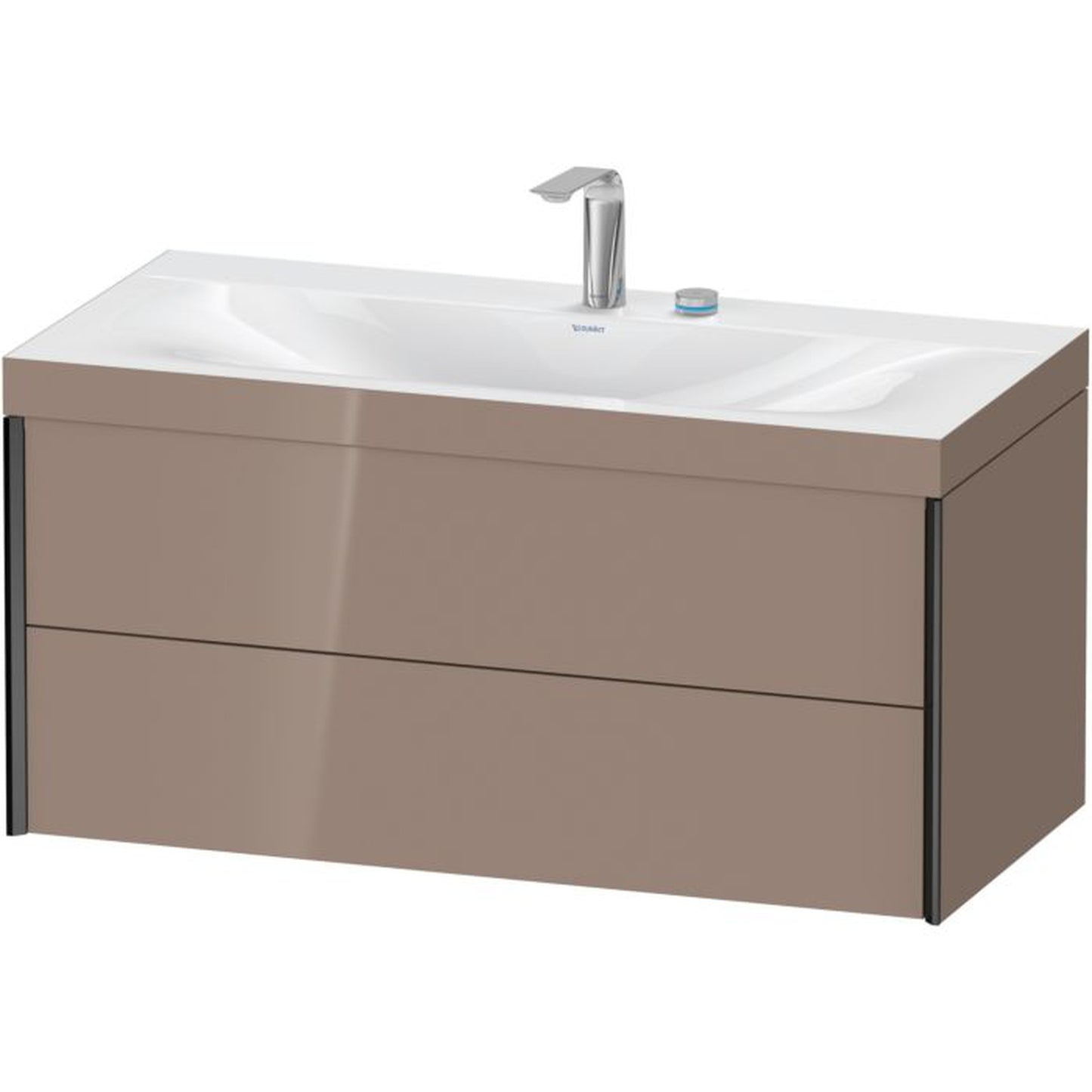 Duravit Xviu 39" x 20" x 19" Two Drawer C-Bonded Wall-Mount Vanity Kit With Two Tap Holes, Cappuccino (XV4616EB286C)