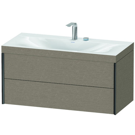 Duravit Xviu 39" x 20" x 19" Two Drawer C-Bonded Wall-Mount Vanity Kit With Two Tap Holes, Cashmere Oak (XV4616EB211C)