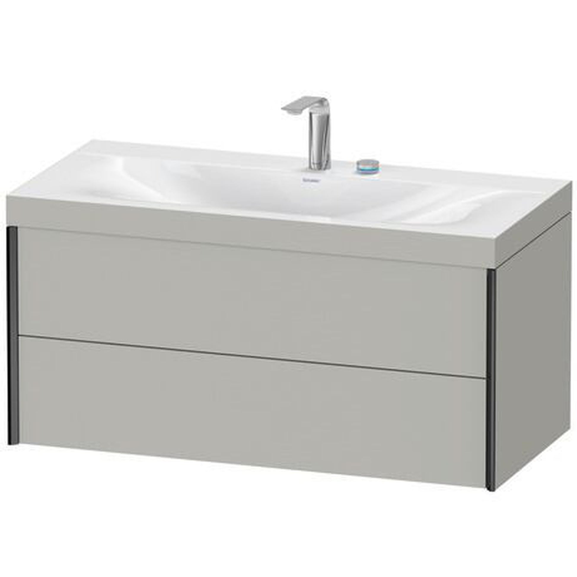 Duravit Xviu 39" x 20" x 19" Two Drawer C-Bonded Wall-Mount Vanity Kit With Two Tap Holes, Concrete Gray (XV4616EB207C)