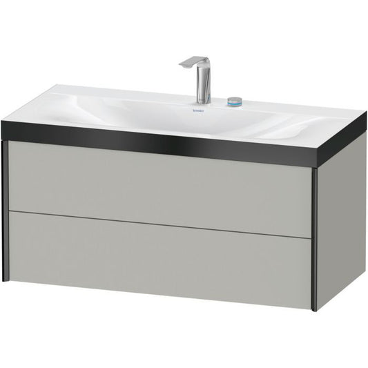 Duravit Xviu 39" x 20" x 19" Two Drawer C-Bonded Wall-Mount Vanity Kit With Two Tap Holes, Concrete Gray (XV4616EB207P)