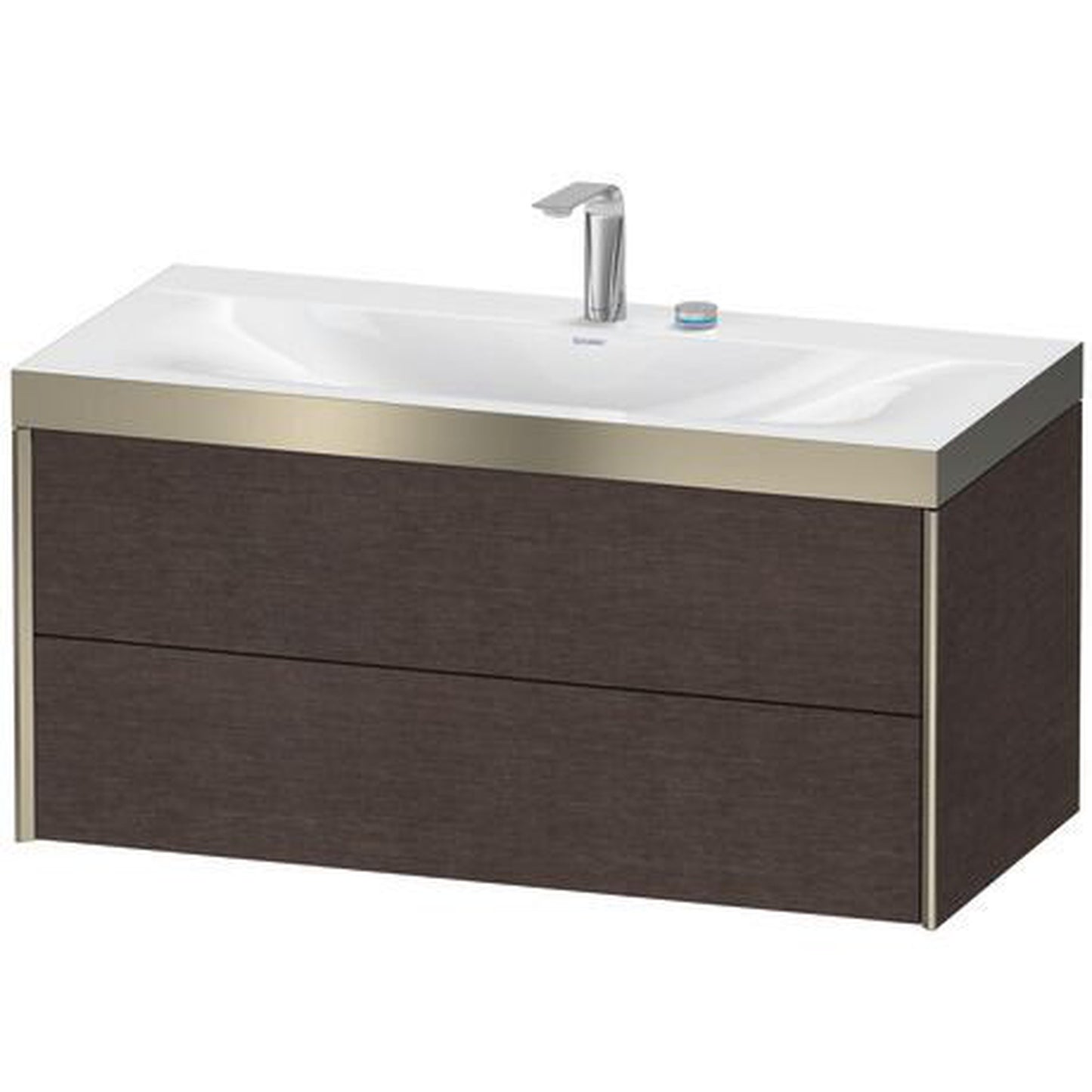 Duravit Xviu 39" x 20" x 19" Two Drawer C-Bonded Wall-Mount Vanity Kit With Two Tap Holes, Dark Brushed Oak (XV4616EB172P)