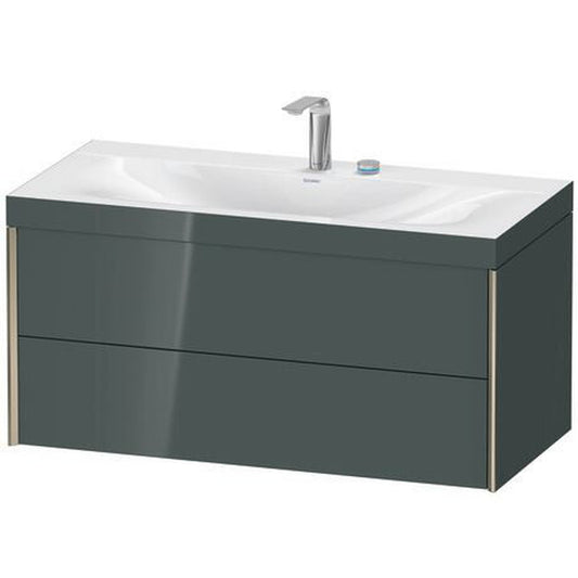 Duravit Xviu 39" x 20" x 19" Two Drawer C-Bonded Wall-Mount Vanity Kit With Two Tap Holes, Dolomite Gray (XV4616EB138C)