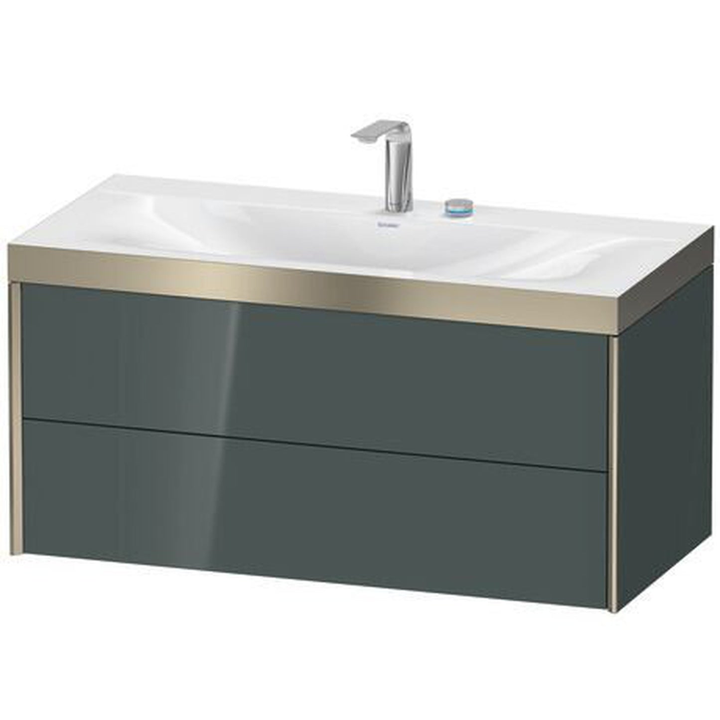 Duravit Xviu 39" x 20" x 19" Two Drawer C-Bonded Wall-Mount Vanity Kit With Two Tap Holes, Dolomite Gray (XV4616EB138P)