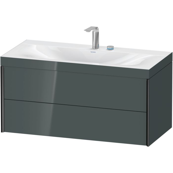 Duravit Xviu 39" x 20" x 19" Two Drawer C-Bonded Wall-Mount Vanity Kit With Two Tap Holes, Dolomite Gray (XV4616EB238C)