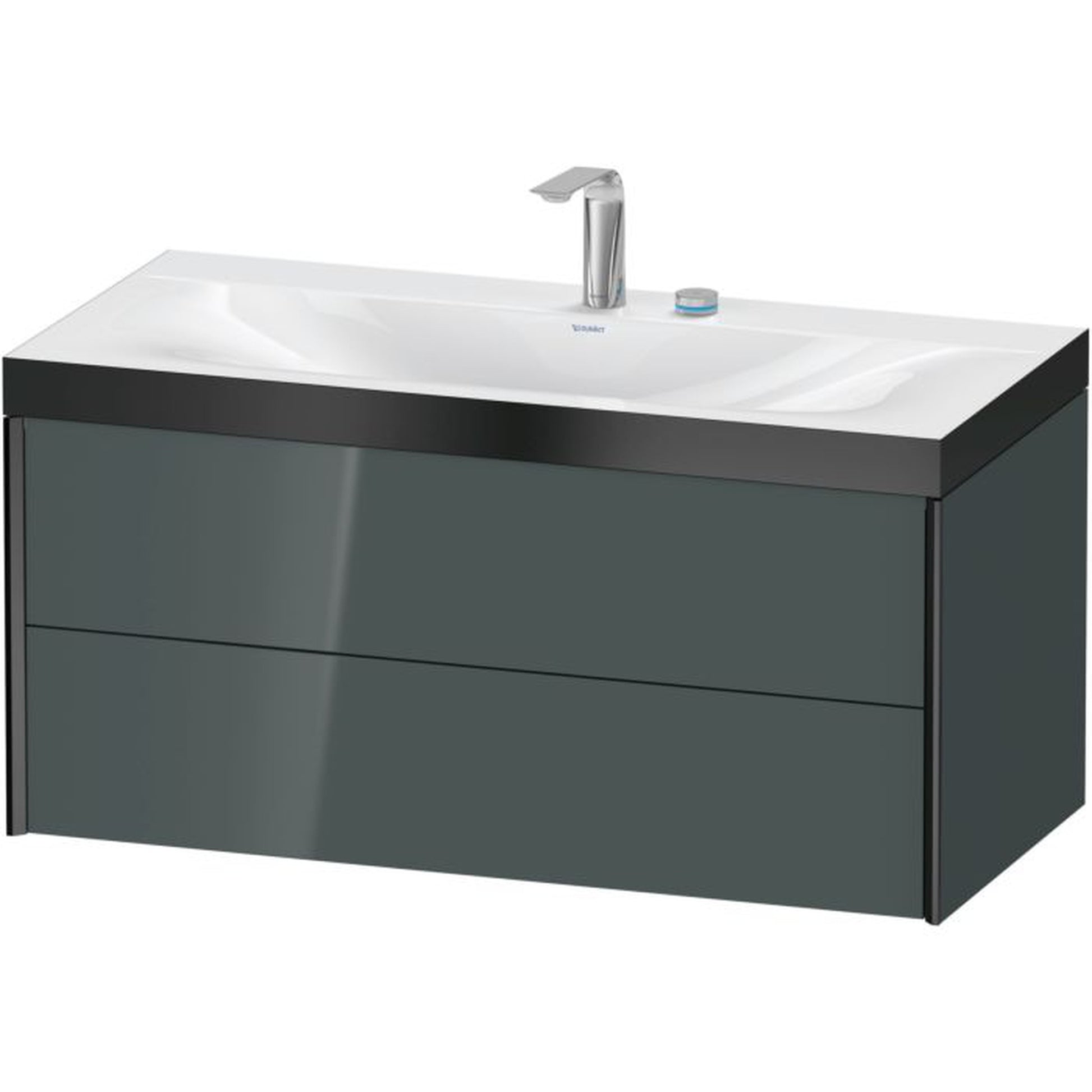 Duravit Xviu 39" x 20" x 19" Two Drawer C-Bonded Wall-Mount Vanity Kit With Two Tap Holes, European Oak (XV4616EB252C)