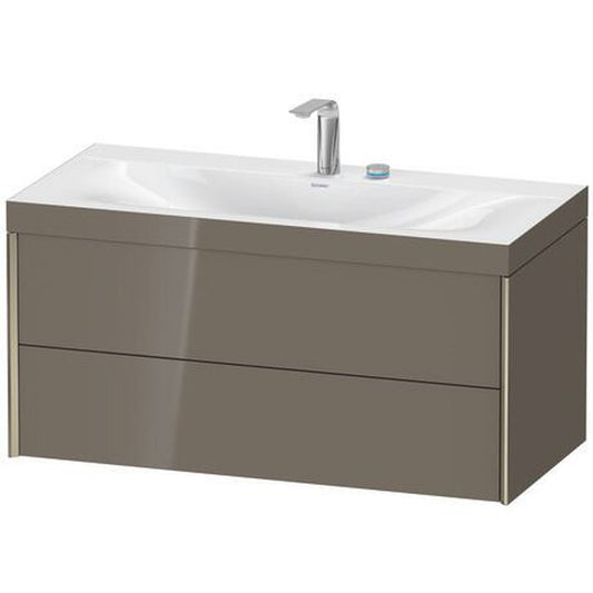 Duravit Xviu 39" x 20" x 19" Two Drawer C-Bonded Wall-Mount Vanity Kit With Two Tap Holes, Flannel Gray (XV4616EB189C)