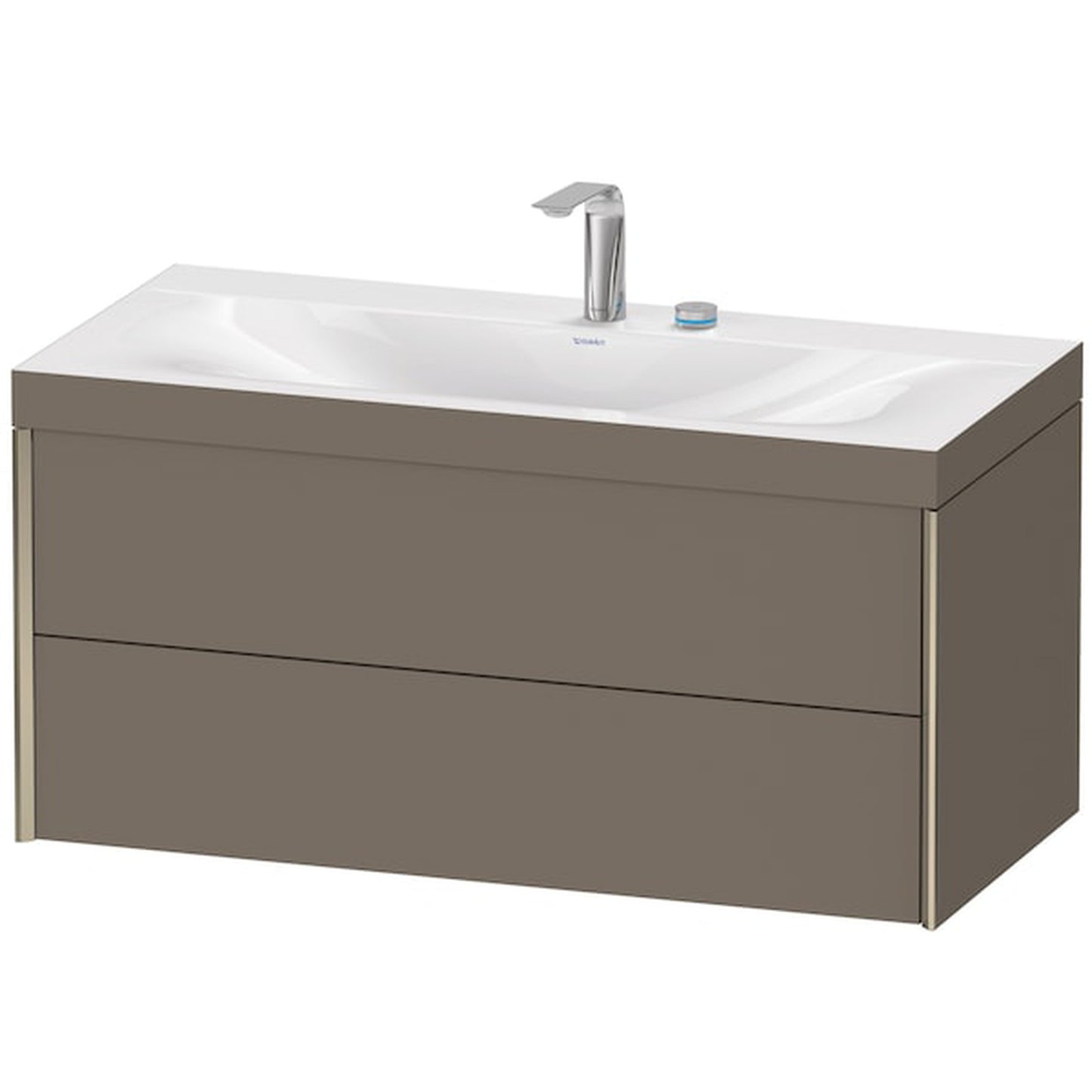 Duravit Xviu 39" x 20" x 19" Two Drawer C-Bonded Wall-Mount Vanity Kit With Two Tap Holes, Flannel Gray (XV4616EB190C)