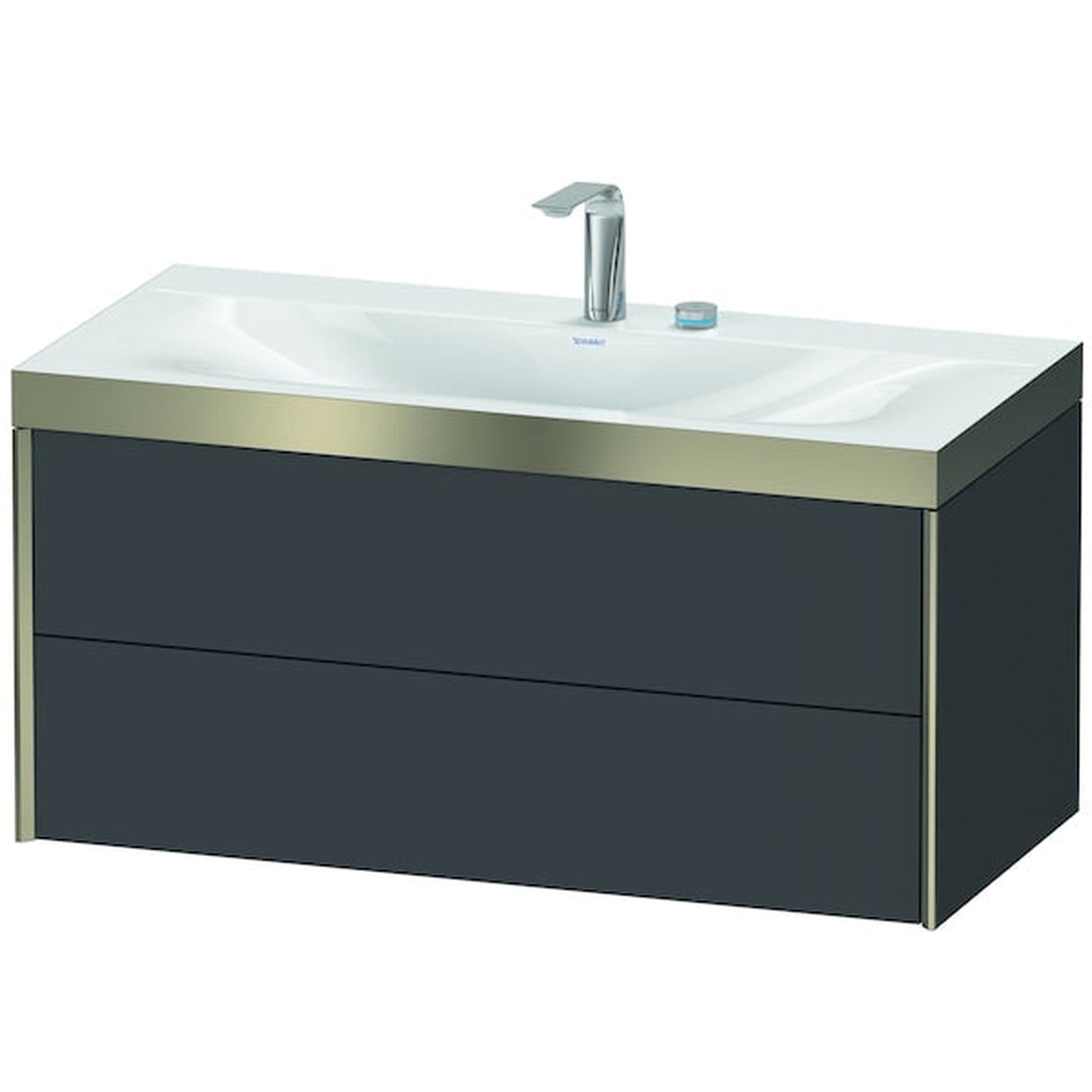 Duravit Xviu 39" x 20" x 19" Two Drawer C-Bonded Wall-Mount Vanity Kit With Two Tap Holes, Graphite (XV4616EB149P)