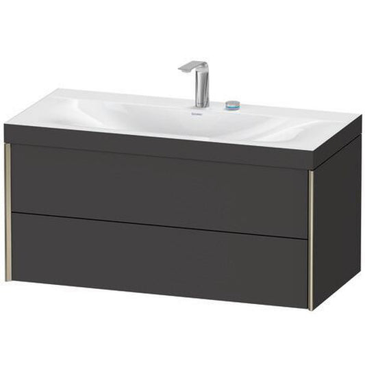 Duravit Xviu 39" x 20" x 19" Two Drawer C-Bonded Wall-Mount Vanity Kit With Two Tap Holes, Graphite (XV4616EB180C)