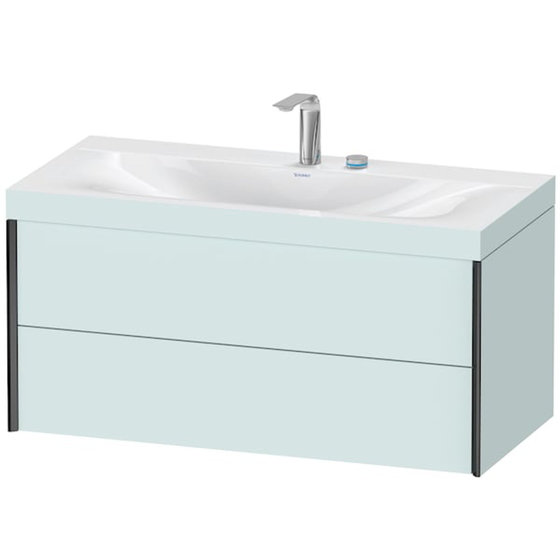 Duravit Xviu 39" x 20" x 19" Two Drawer C-Bonded Wall-Mount Vanity Kit With Two Tap Holes, Light Blue (XV4616EB209C)