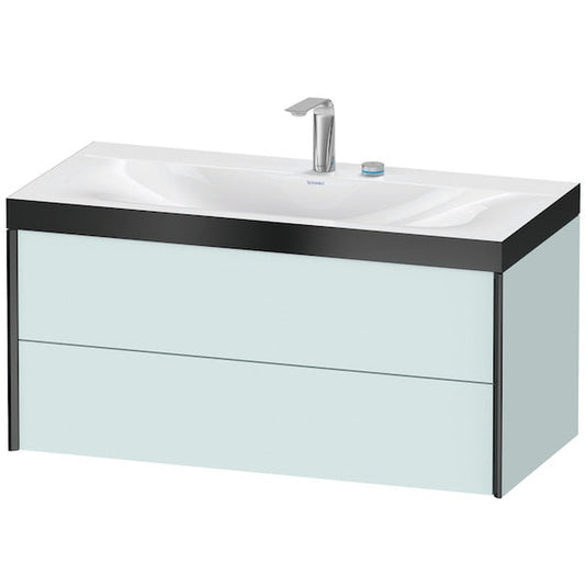 Duravit Xviu 39" x 20" x 19" Two Drawer C-Bonded Wall-Mount Vanity Kit With Two Tap Holes, Light Blue (XV4616EB209P)