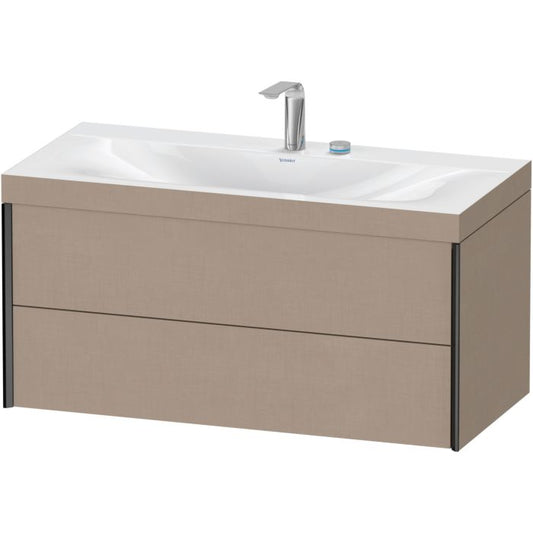 Duravit Xviu 39" x 20" x 19" Two Drawer C-Bonded Wall-Mount Vanity Kit With Two Tap Holes, Linen (XV4616EB275C)