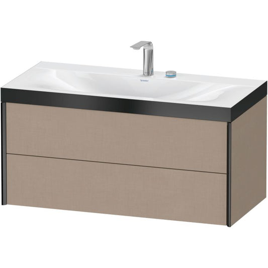 Duravit Xviu 39" x 20" x 19" Two Drawer C-Bonded Wall-Mount Vanity Kit With Two Tap Holes, Linen (XV4616EB275P)
