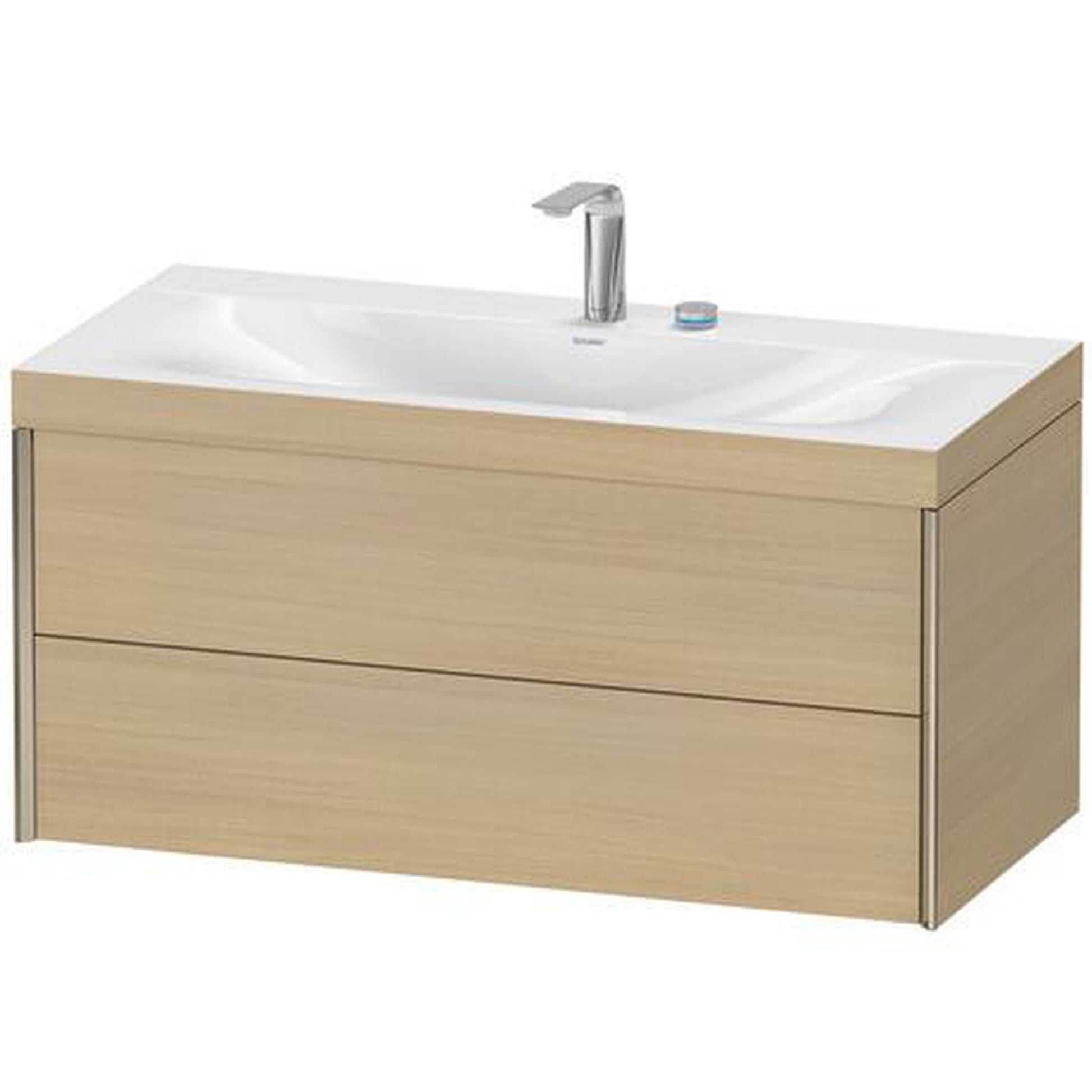 Duravit Xviu 39" x 20" x 19" Two Drawer C-Bonded Wall-Mount Vanity Kit With Two Tap Holes, Mediterranean Oak (XV4616EB171C)