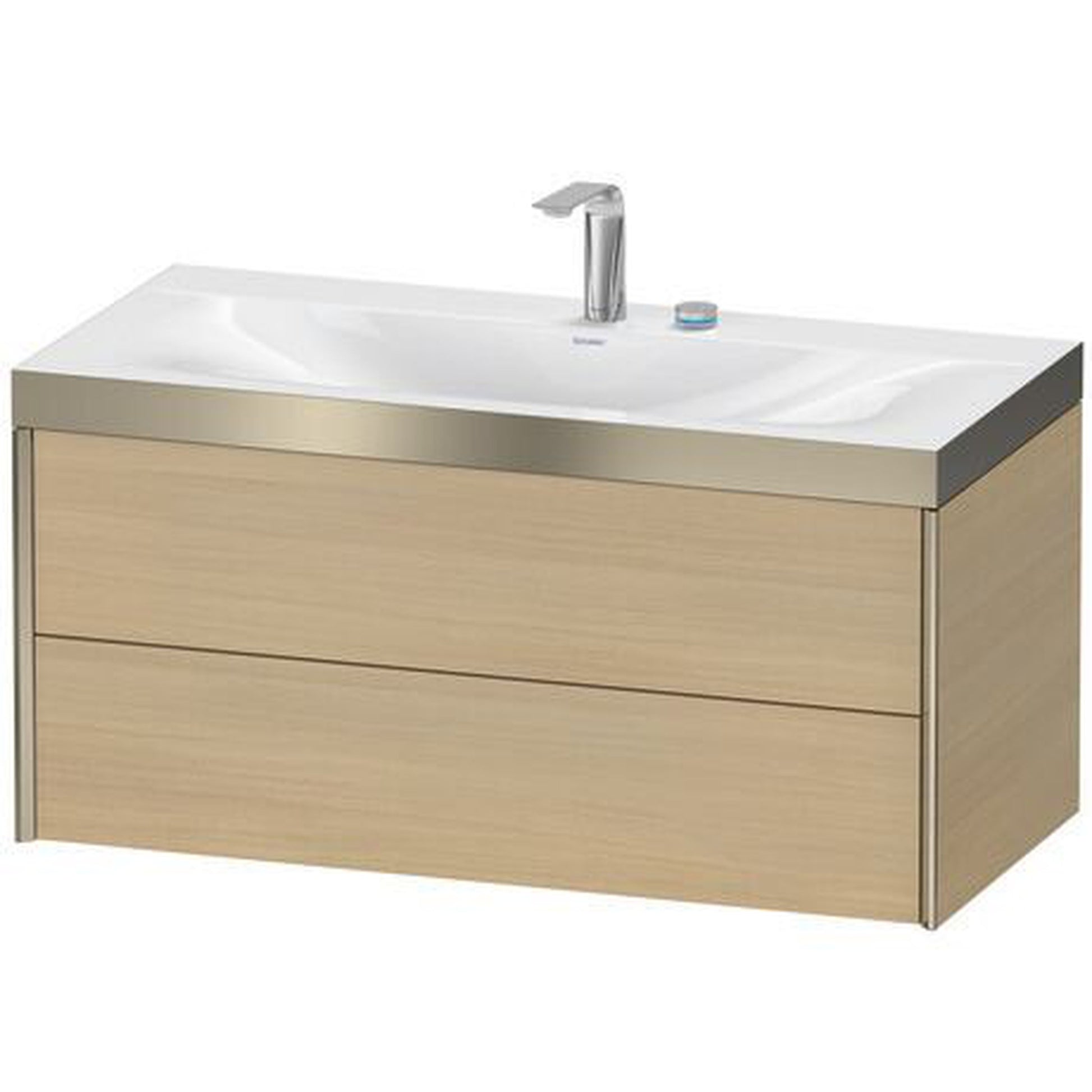 Duravit Xviu 39" x 20" x 19" Two Drawer C-Bonded Wall-Mount Vanity Kit With Two Tap Holes, Mediterranean Oak (XV4616EB171P)