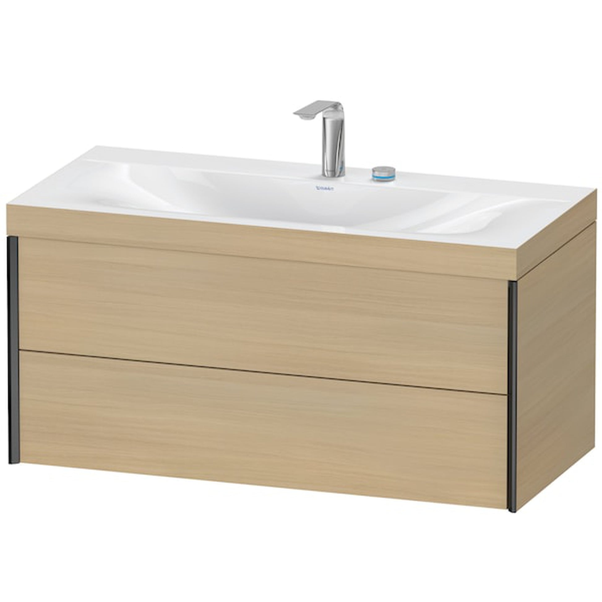 Duravit Xviu 39" x 20" x 19" Two Drawer C-Bonded Wall-Mount Vanity Kit With Two Tap Holes, Mediterranean Oak (XV4616EB271C)