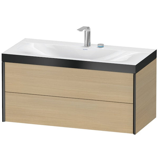 Duravit Xviu 39" x 20" x 19" Two Drawer C-Bonded Wall-Mount Vanity Kit With Two Tap Holes, Mediterranean Oak (XV4616EB271P)