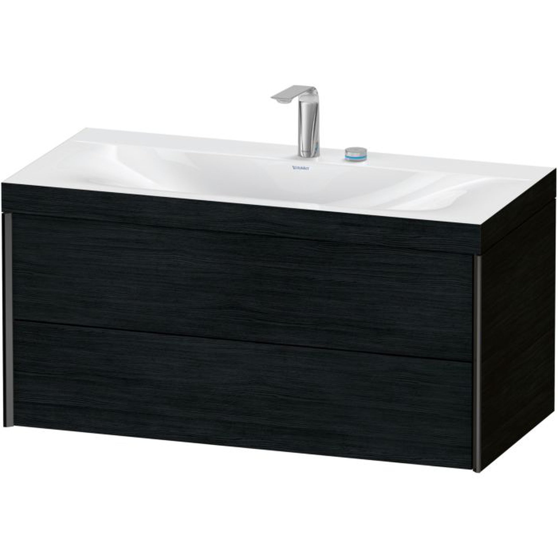 Duravit Xviu 39" x 20" x 19" Two Drawer C-Bonded Wall-Mount Vanity Kit With Two Tap Holes, Oak Black (XV4616EB216C)