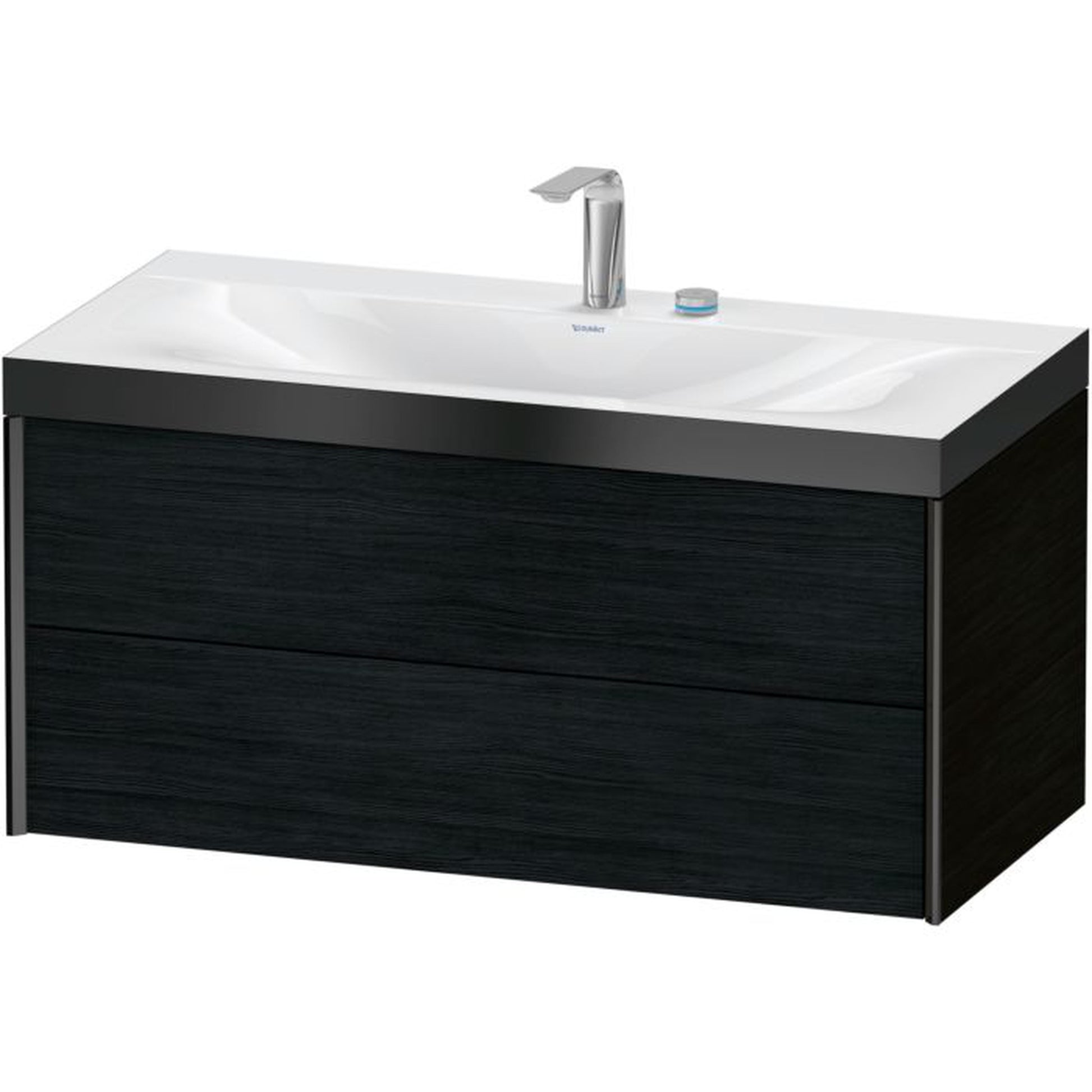 Duravit Xviu 39" x 20" x 19" Two Drawer C-Bonded Wall-Mount Vanity Kit With Two Tap Holes, Oak Black (XV4616EB216P)