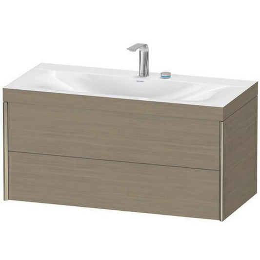 Duravit Xviu 39" x 20" x 19" Two Drawer C-Bonded Wall-Mount Vanity Kit With Two Tap Holes, Oak Terra (XV4616EB135C)