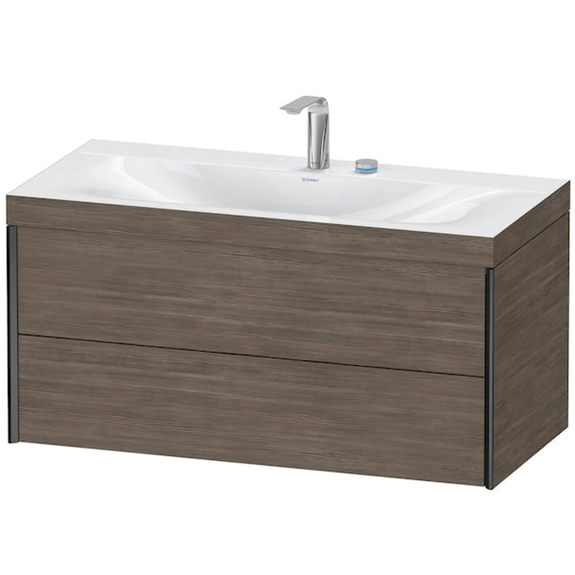 Duravit Xviu 39" x 20" x 19" Two Drawer C-Bonded Wall-Mount Vanity Kit With Two Tap Holes, Pine Terra (XV4616EB251C)