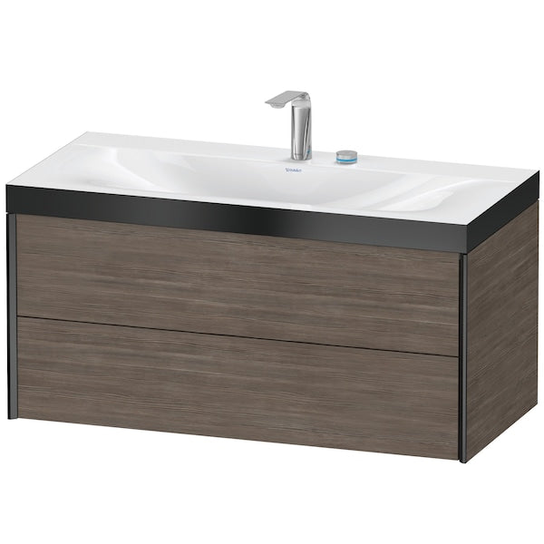Duravit Xviu 39" x 20" x 19" Two Drawer C-Bonded Wall-Mount Vanity Kit With Two Tap Holes, Pine Terra (XV4616EB251P)