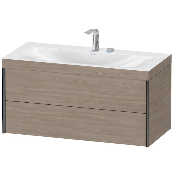 Duravit Xviu 39" x 20" x 19" Two Drawer C-Bonded Wall-Mount Vanity Kit With Two Tap Holes, Silver Pine (XV4616EB231C)