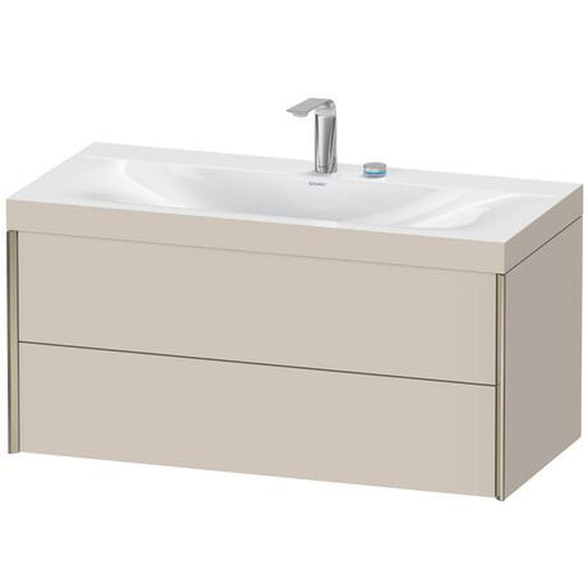 Duravit Xviu 39" x 20" x 19" Two Drawer C-Bonded Wall-Mount Vanity Kit With Two Tap Holes, Taupe (XV4616EB191C)