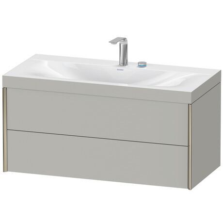 Duravit Xviu 39" x 20" x 19" Two Drawer C-Bonded Wall-Mount Vanity Kit With Two Tap Holes, Taupe (XV4616EB291C)