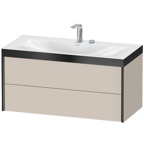 Duravit Xviu 39" x 20" x 19" Two Drawer C-Bonded Wall-Mount Vanity Kit With Two Tap Holes, Taupe (XV4616EB291P)