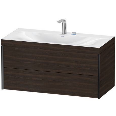 Duravit Xviu 39" x 20" x 19" Two Drawer C-Bonded Wall-Mount Vanity Kit With Two Tap Holes, Walnut Brushed (XV4616EB269C)