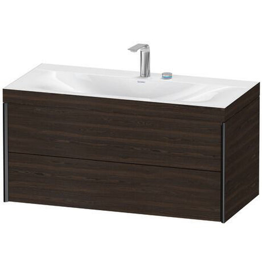 Duravit Xviu 39" x 20" x 19" Two Drawer C-Bonded Wall-Mount Vanity Kit With Two Tap Holes, Walnut Brushed (XV4616EB269C)