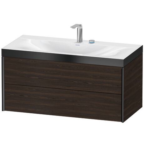 Duravit Xviu 39" x 20" x 19" Two Drawer C-Bonded Wall-Mount Vanity Kit With Two Tap Holes, Walnut Brushed (XV4616EB269P)