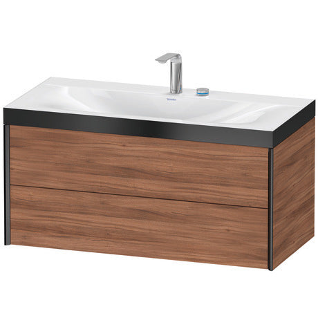 Duravit Xviu 39" x 20" x 19" Two Drawer C-Bonded Wall-Mount Vanity Kit With Two Tap Holes, Walnut (XV4616EB279P)