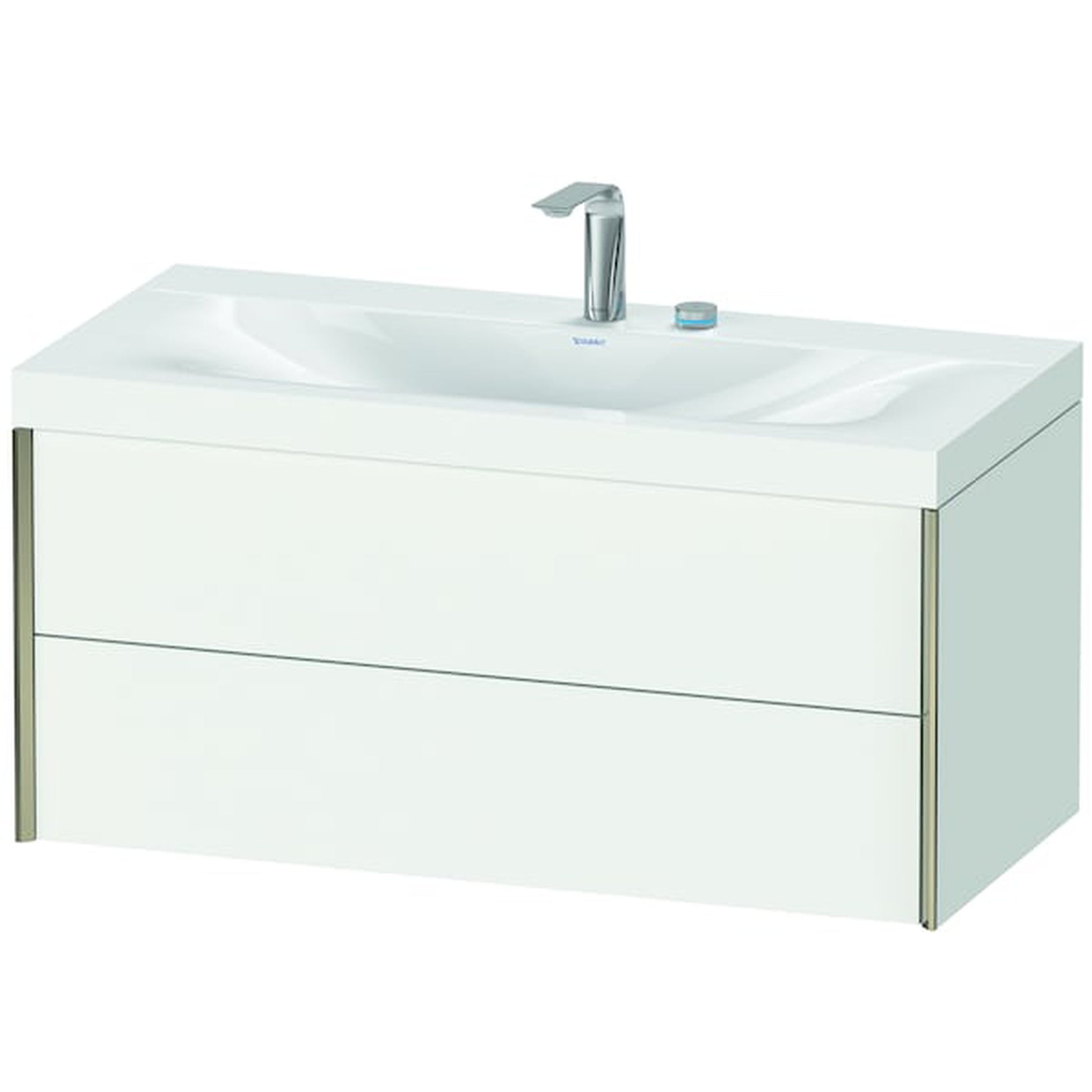 Duravit Xviu 39" x 20" x 19" Two Drawer C-Bonded Wall-Mount Vanity Kit With Two Tap Holes, White (XV4616EB118C)