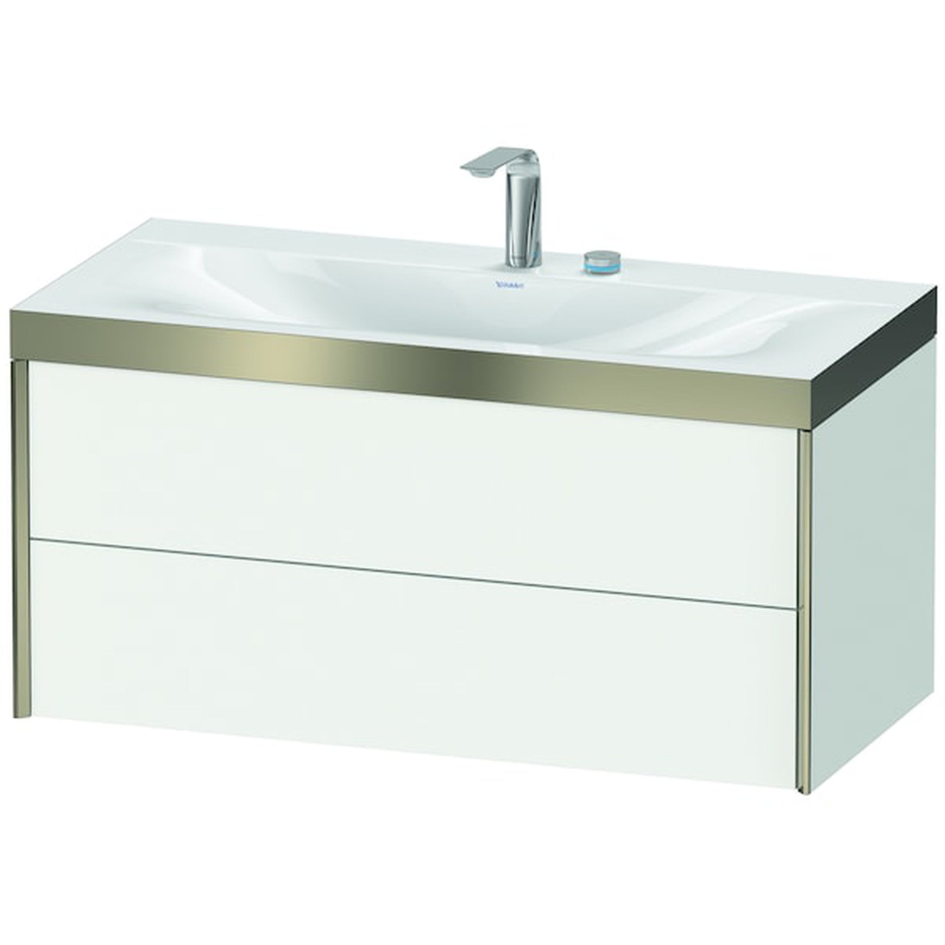 Duravit Xviu 39" x 20" x 19" Two Drawer C-Bonded Wall-Mount Vanity Kit With Two Tap Holes, White (XV4616EB118P)