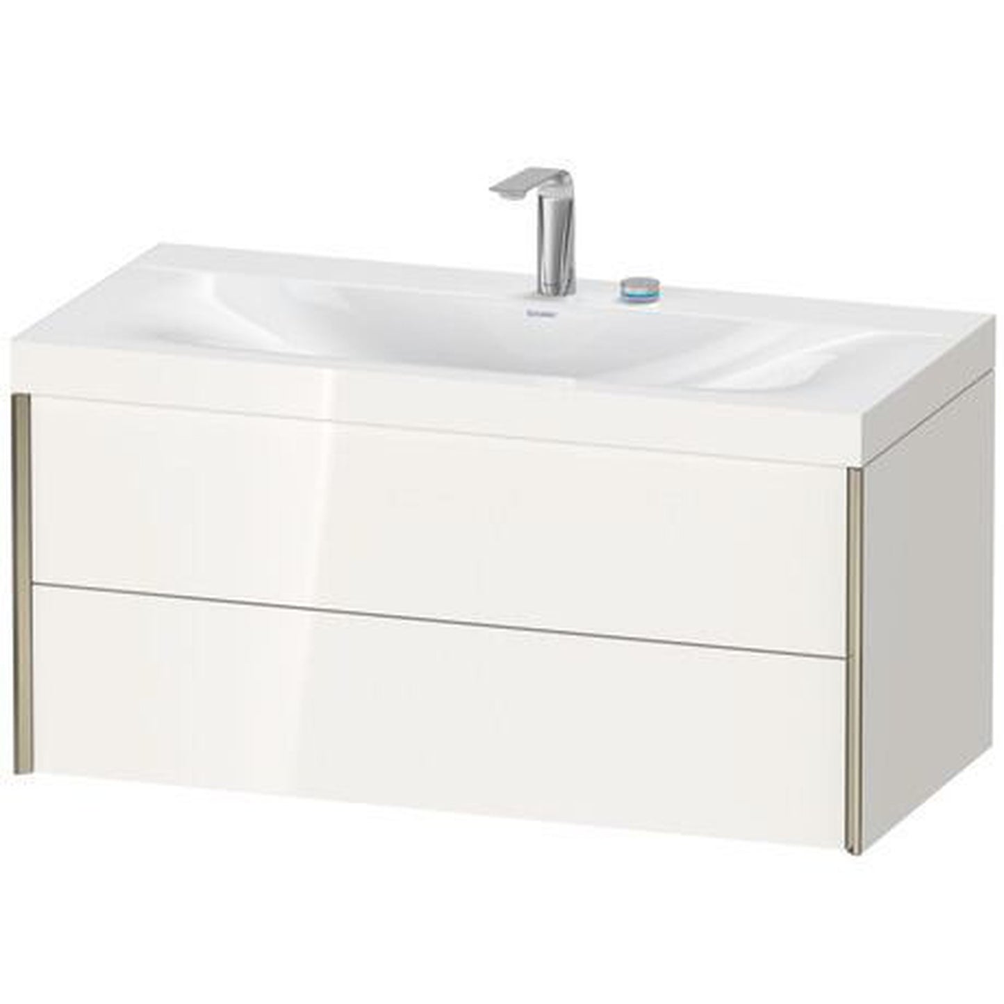 Duravit Xviu 39" x 20" x 19" Two Drawer C-Bonded Wall-Mount Vanity Kit With Two Tap Holes, White (XV4616EB122C)