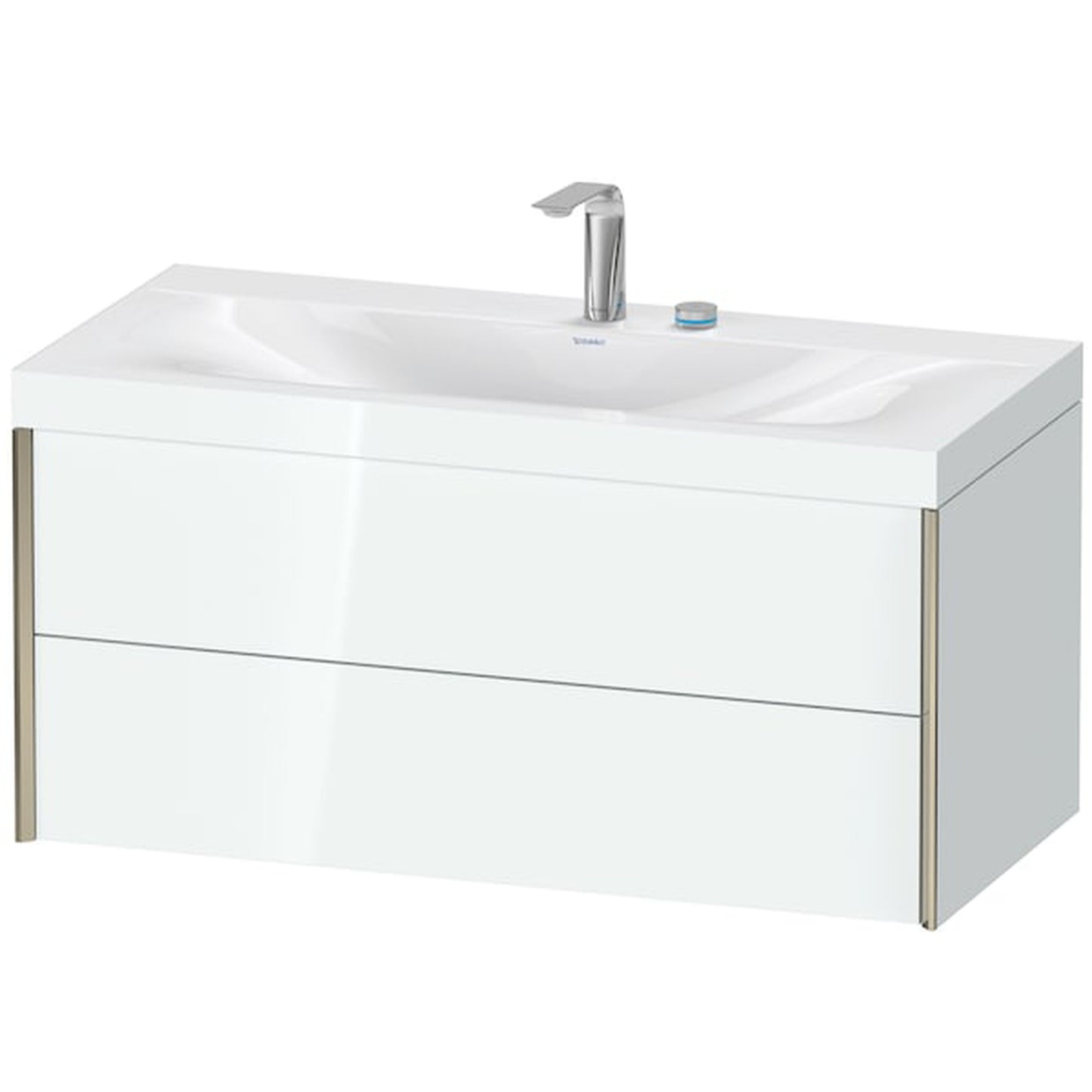 Duravit Xviu 39" x 20" x 19" Two Drawer C-Bonded Wall-Mount Vanity Kit With Two Tap Holes, White (XV4616EB185C)