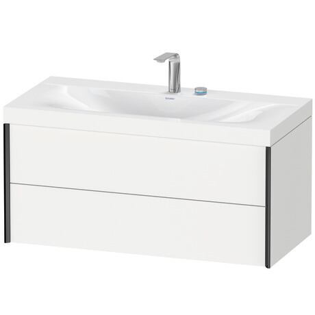 Duravit Xviu 39" x 20" x 19" Two Drawer C-Bonded Wall-Mount Vanity Kit With Two Tap Holes, White (XV4616EB218C)