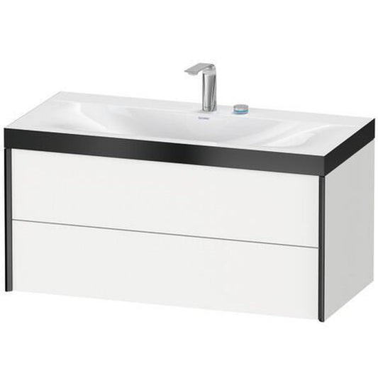 Duravit Xviu 39" x 20" x 19" Two Drawer C-Bonded Wall-Mount Vanity Kit With Two Tap Holes, White (XV4616EB218P)