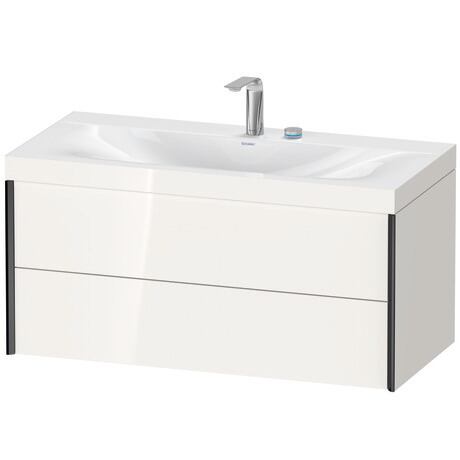 Duravit Xviu 39" x 20" x 19" Two Drawer C-Bonded Wall-Mount Vanity Kit With Two Tap Holes, White (XV4616EB222C)