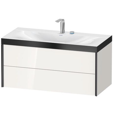 Duravit Xviu 39" x 20" x 19" Two Drawer C-Bonded Wall-Mount Vanity Kit With Two Tap Holes, White (XV4616EB222P)