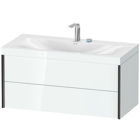 Duravit Xviu 39" x 20" x 19" Two Drawer C-Bonded Wall-Mount Vanity Kit With Two Tap Holes, White (XV4616EB285C)